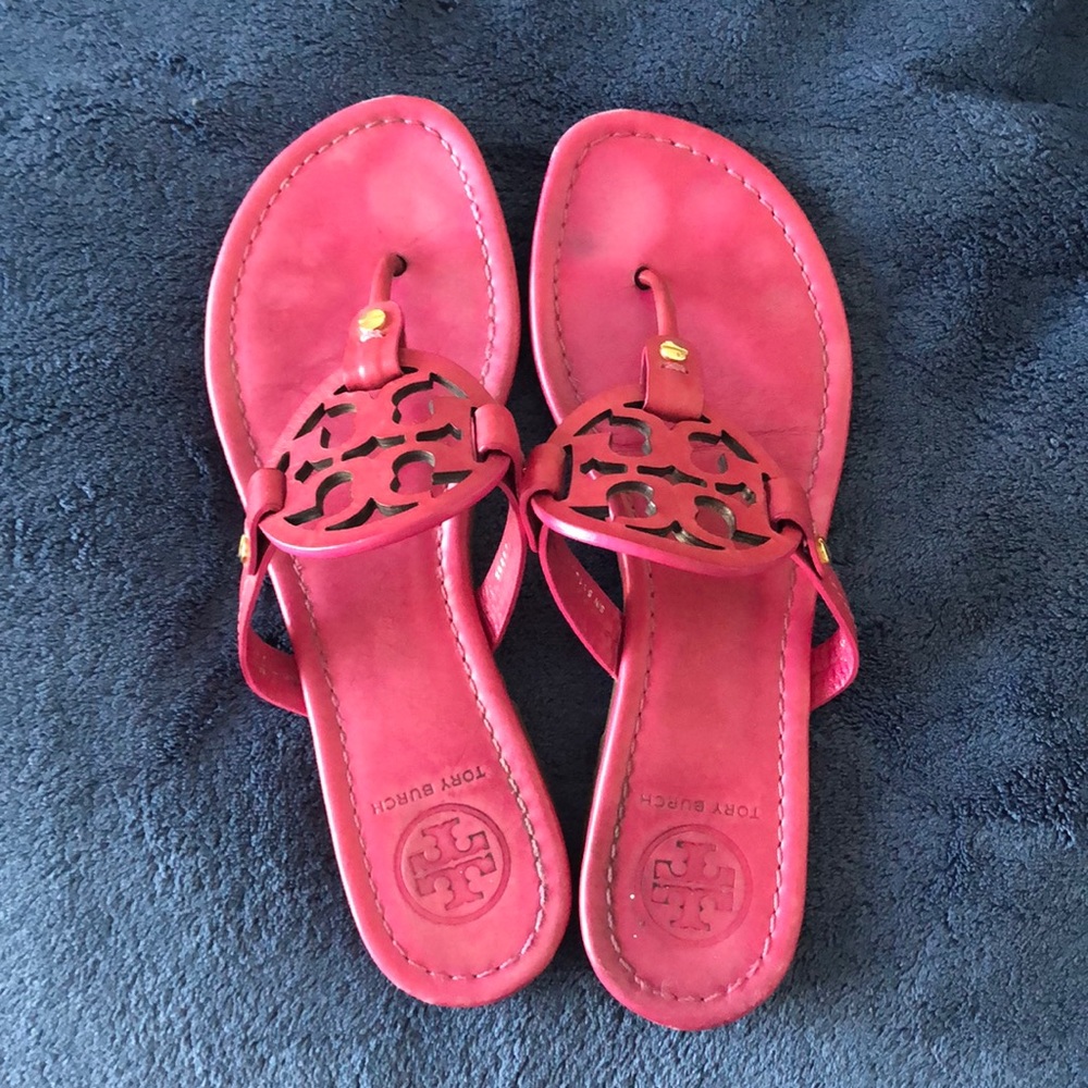 Stylish Tory Burch Miller Sandals - Size 8 Pink